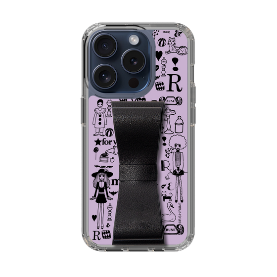 Slim Protection Case - STAND & RING RIBBON Black［ Rune Naito - RUNE Girl Retro & Modern - Purple ］