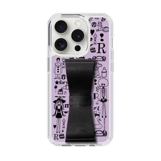 Slim Protection Case - STAND & RING RIBBON Black［ Rune Naito - RUNE Girl Retro & Modern - Purple ］
