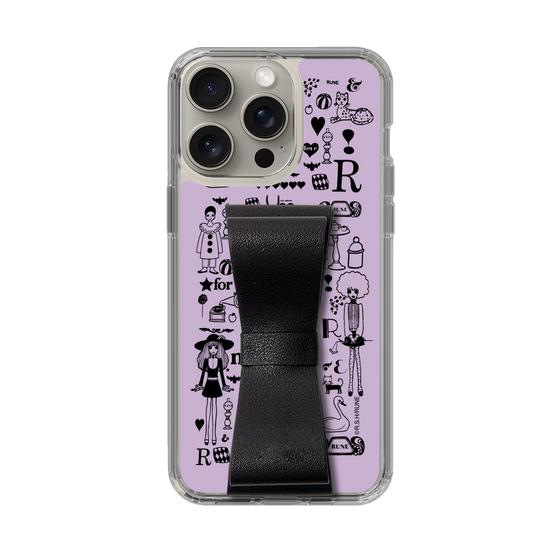 Slim Protection Case - STAND & RING RIBBON Black［ Rune Naito - RUNE Girl Retro & Modern - Purple ］