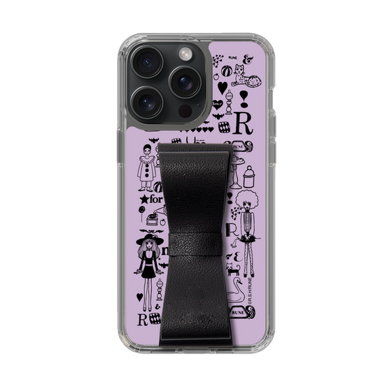 Slim Protection Case - STAND & RING RIBBON Black［ Rune Naito - RUNE Girl Retro & Modern - Purple ］