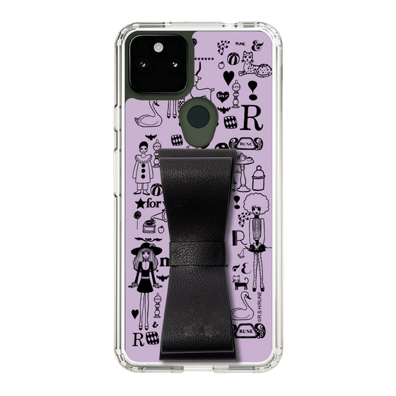 Slim Protection Case - STAND & RING RIBBON Black［ Rune Naito - RUNE Girl Retro & Modern - Purple ］