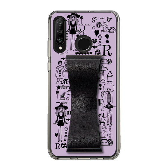 Slim Protection Case - STAND & RING RIBBON Black［ Rune Naito - RUNE Girl Retro & Modern - Purple ］