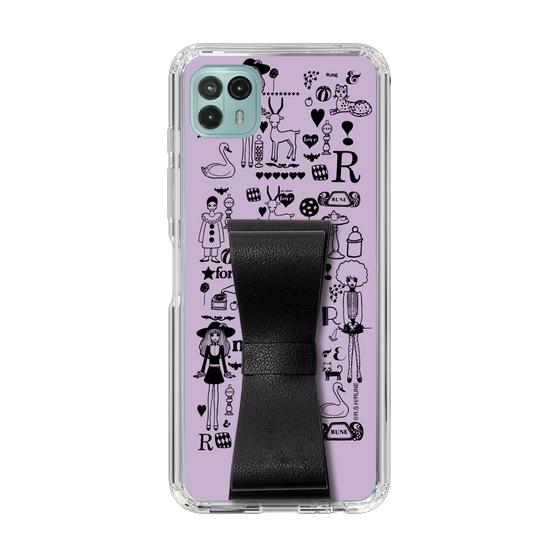 Slim Protection Case - STAND & RING RIBBON Black［ Rune Naito - RUNE Girl Retro & Modern - Purple ］