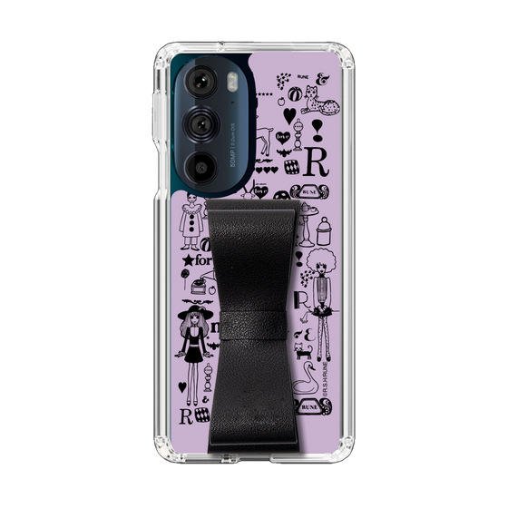 Slim Protection Case - STAND & RING RIBBON Black［ Rune Naito - RUNE Girl Retro & Modern - Purple ］