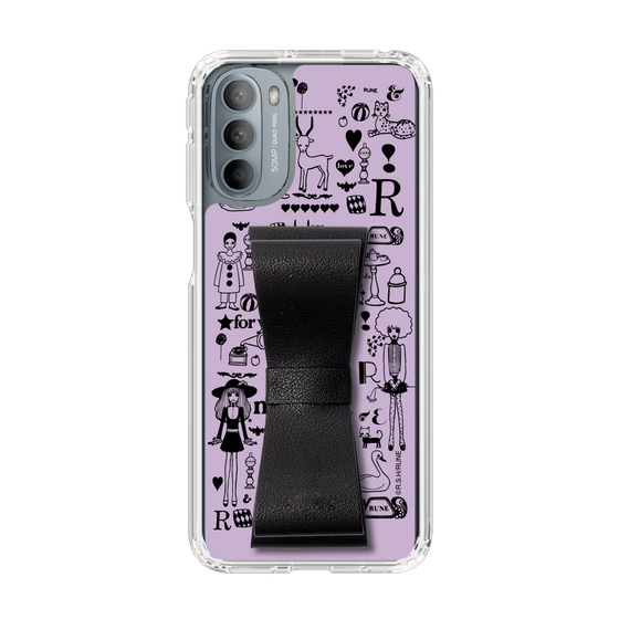 Slim Protection Case - STAND & RING RIBBON Black［ Rune Naito - RUNE Girl Retro & Modern - Purple ］