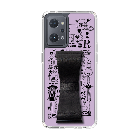 Slim Protection Case - STAND & RING RIBBON Black［ Rune Naito - RUNE Girl Retro & Modern - Purple ］