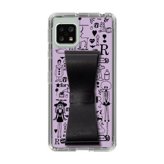 Slim Protection Case - STAND & RING RIBBON Black［ Rune Naito - RUNE Girl Retro & Modern - Purple ］