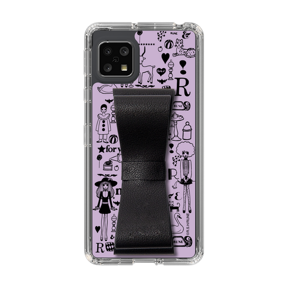 Slim Protection Case - STAND & RING RIBBON Black［ Rune Naito - RUNE Girl Retro & Modern - Purple ］