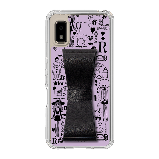 Slim Protection Case - STAND & RING RIBBON Black［ Rune Naito - RUNE Girl Retro & Modern - Purple ］