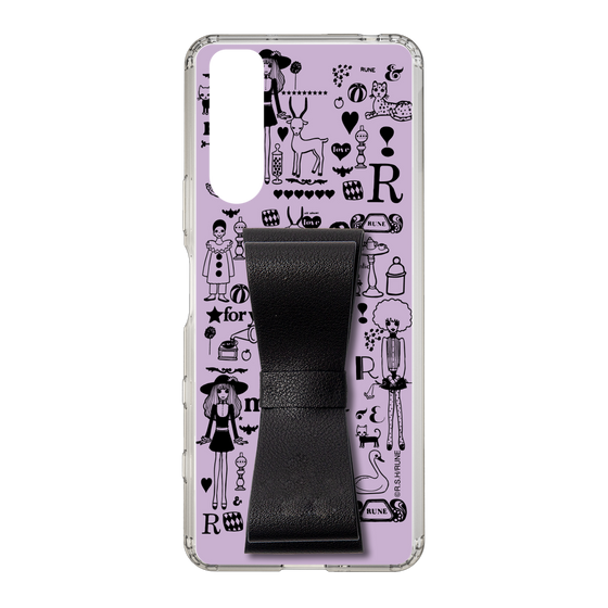 Slim Protection Case - STAND & RING RIBBON Black［ Rune Naito - RUNE Girl Retro & Modern - Purple ］