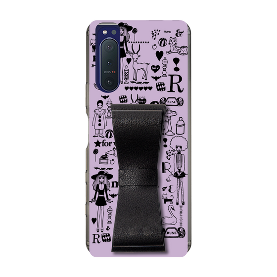 Slim Protection Case - STAND & RING RIBBON Black［ Rune Naito - RUNE Girl Retro & Modern - Purple ］