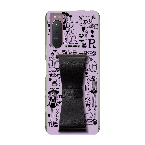 Slim Protection Case - STAND & RING RIBBON Black［ Rune Naito - RUNE Girl Retro & Modern - Purple ］