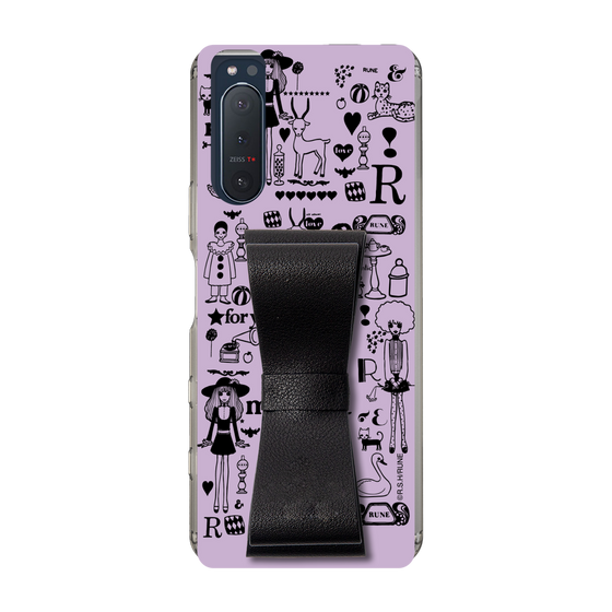 Slim Protection Case - STAND & RING RIBBON Black［ Rune Naito - RUNE Girl Retro & Modern - Purple ］