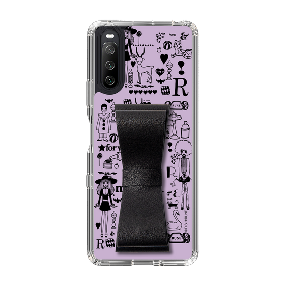 Slim Protection Case - STAND & RING RIBBON Black［ Rune Naito - RUNE Girl Retro & Modern - Purple ］