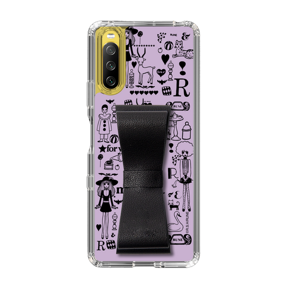 Slim Protection Case - STAND & RING RIBBON Black［ Rune Naito - RUNE Girl Retro & Modern - Purple ］