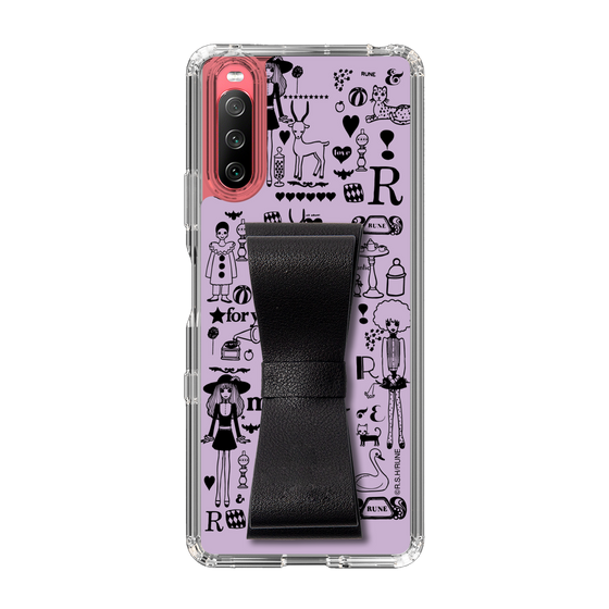 Slim Protection Case - STAND & RING RIBBON Black［ Rune Naito - RUNE Girl Retro & Modern - Purple ］