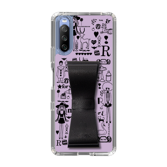 Slim Protection Case - STAND & RING RIBBON Black［ Rune Naito - RUNE Girl Retro & Modern - Purple ］