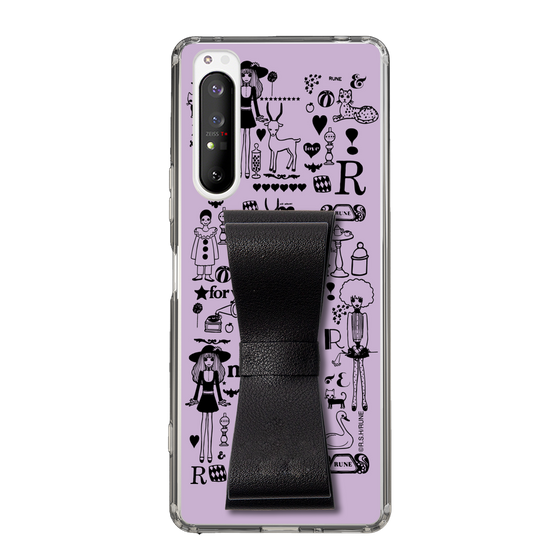 Slim Protection Case - STAND & RING RIBBON Black［ Rune Naito - RUNE Girl Retro & Modern - Purple ］