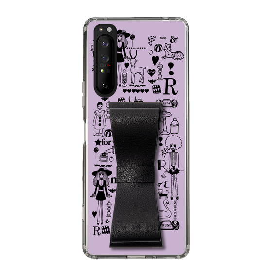Slim Protection Case - STAND & RING RIBBON Black［ Rune Naito - RUNE Girl Retro & Modern - Purple ］
