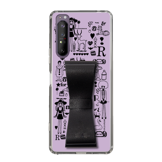Slim Protection Case - STAND & RING RIBBON Black［ Rune Naito - RUNE Girl Retro & Modern - Purple ］
