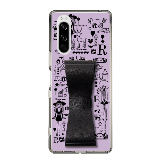 Slim Protection Case - STAND & RING RIBBON Black［ Rune Naito - RUNE Girl Retro & Modern - Purple ］