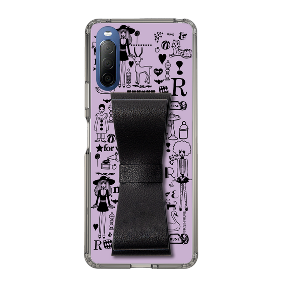 Slim Protection Case - STAND & RING RIBBON Black［ Rune Naito - RUNE Girl Retro & Modern - Purple ］