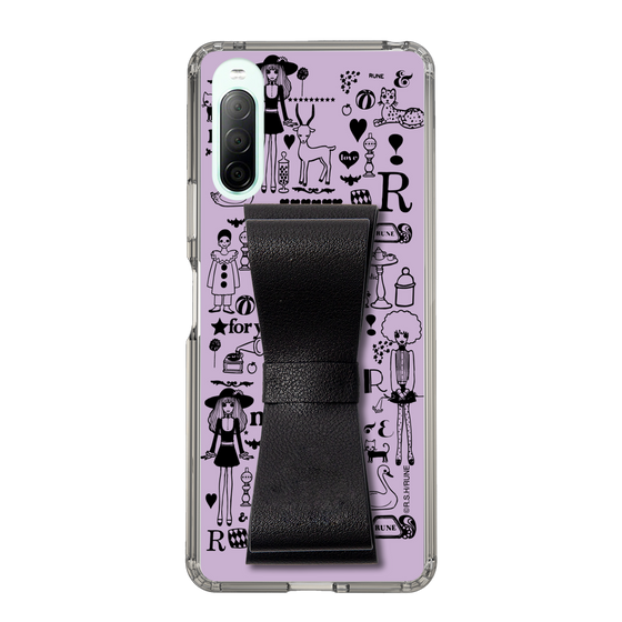 Slim Protection Case - STAND & RING RIBBON Black［ Rune Naito - RUNE Girl Retro & Modern - Purple ］