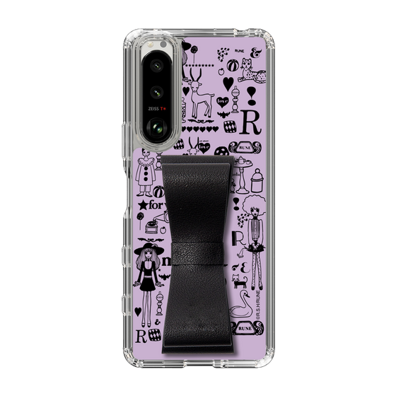 Slim Protection Case - STAND & RING RIBBON Black［ Rune Naito - RUNE Girl Retro & Modern - Purple ］