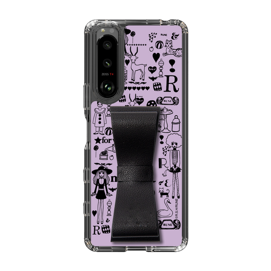 Slim Protection Case - STAND & RING RIBBON Black［ Rune Naito - RUNE Girl Retro & Modern - Purple ］