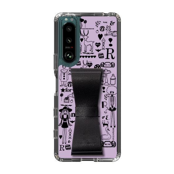 Slim Protection Case - STAND & RING RIBBON Black［ Rune Naito - RUNE Girl Retro & Modern - Purple ］
