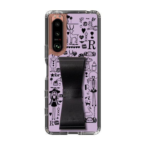 Slim Protection Case - STAND & RING RIBBON Black［ Rune Naito - RUNE Girl Retro & Modern - Purple ］