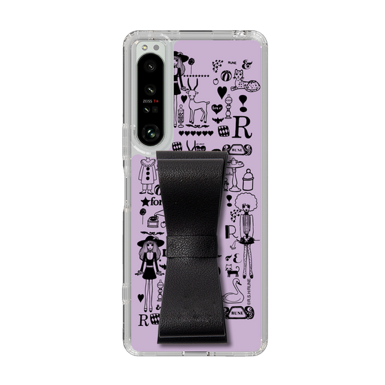 Slim Protection Case - STAND & RING RIBBON Black［ Rune Naito - RUNE Girl Retro & Modern - Purple ］