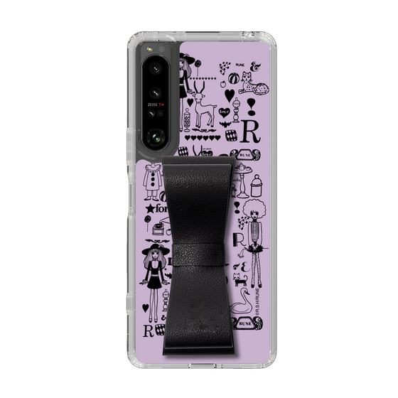 Slim Protection Case - STAND & RING RIBBON Black［ Rune Naito - RUNE Girl Retro & Modern - Purple ］