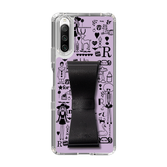 Slim Protection Case - STAND & RING RIBBON Black［ Rune Naito - RUNE Girl Retro & Modern - Purple ］