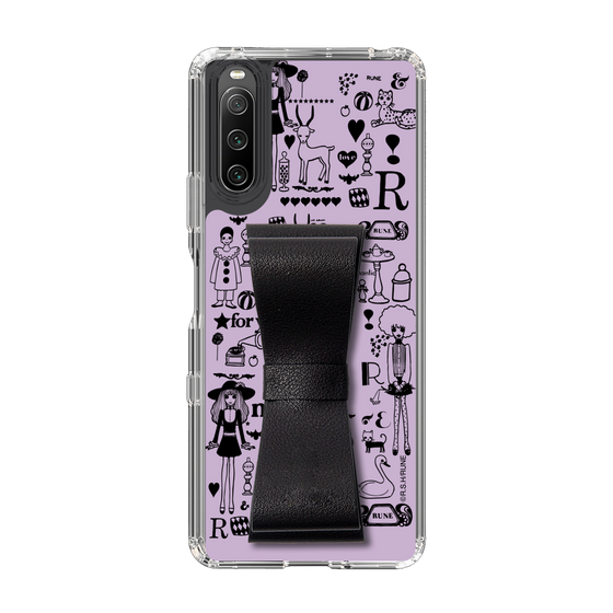 Slim Protection Case - STAND & RING RIBBON Black［ Rune Naito - RUNE Girl Retro & Modern - Purple ］