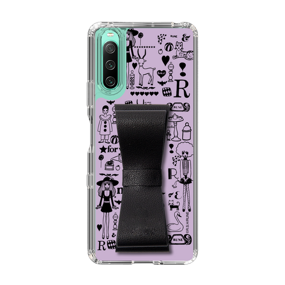 Slim Protection Case - STAND & RING RIBBON Black［ Rune Naito - RUNE Girl Retro & Modern - Purple ］