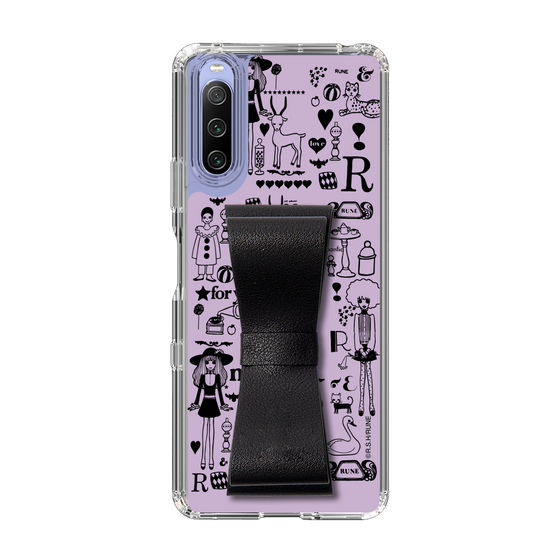 Slim Protection Case - STAND & RING RIBBON Black［ Rune Naito - RUNE Girl Retro & Modern - Purple ］