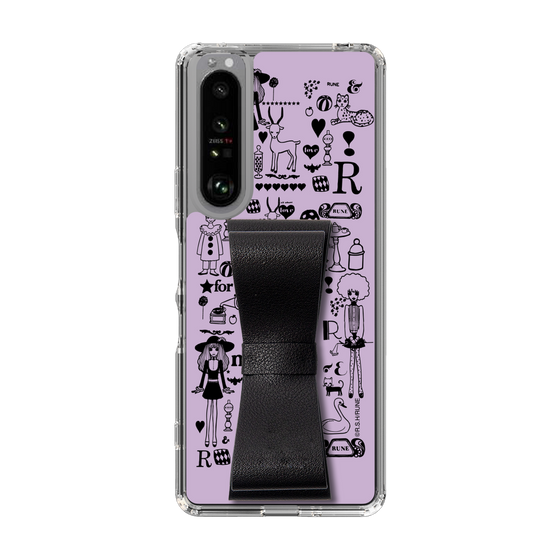 Slim Protection Case - STAND & RING RIBBON Black［ Rune Naito - RUNE Girl Retro & Modern - Purple ］