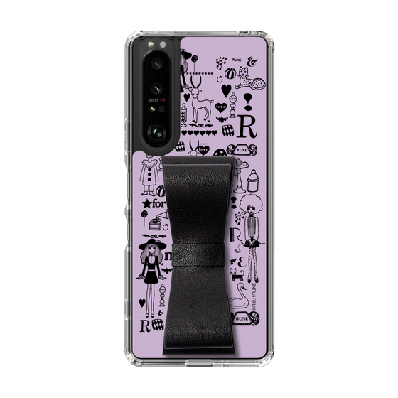 Slim Protection Case - STAND & RING RIBBON Black［ Rune Naito - RUNE Girl Retro & Modern - Purple ］