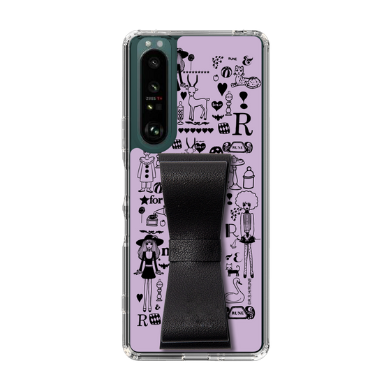 Slim Protection Case - STAND & RING RIBBON Black［ Rune Naito - RUNE Girl Retro & Modern - Purple ］
