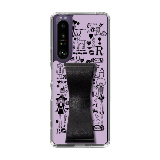 Slim Protection Case - STAND & RING RIBBON Black［ Rune Naito - RUNE Girl Retro & Modern - Purple ］