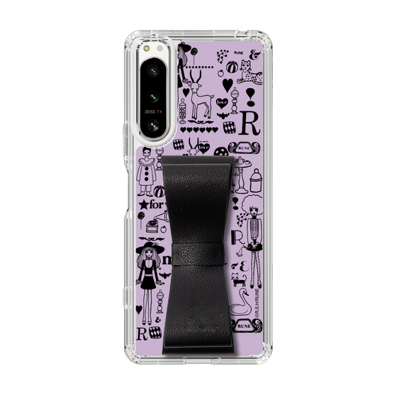 Slim Protection Case - STAND & RING RIBBON Black［ Rune Naito - RUNE Girl Retro & Modern - Purple ］