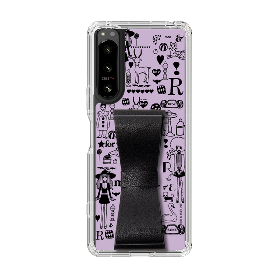 Slim Protection Case - STAND & RING RIBBON Black［ Rune Naito - RUNE Girl Retro & Modern - Purple ］