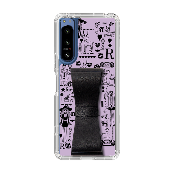 Slim Protection Case - STAND & RING RIBBON Black［ Rune Naito - RUNE Girl Retro & Modern - Purple ］
