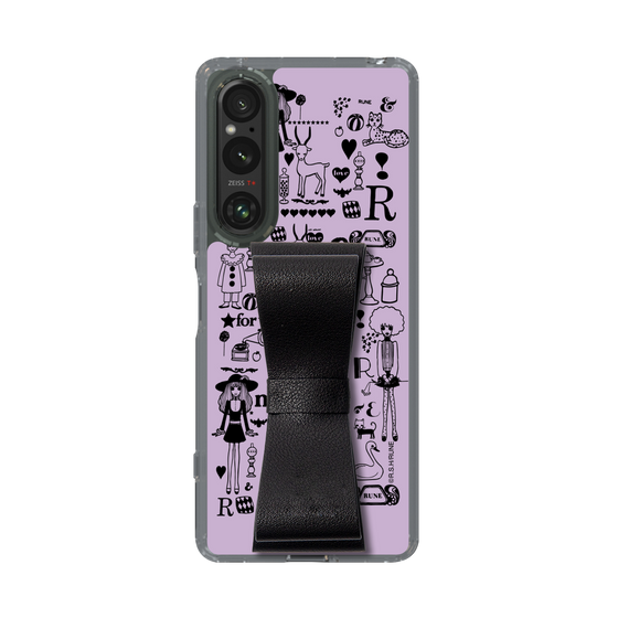 Slim Protection Case - STAND & RING RIBBON Black［ Rune Naito - RUNE Girl Retro & Modern - Purple ］
