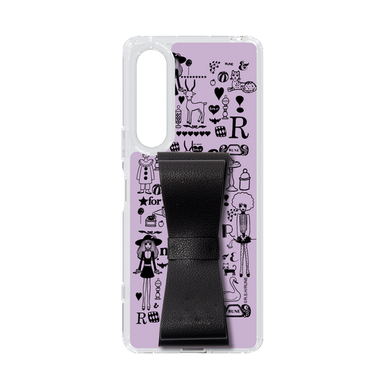 Slim Protection Case - STAND & RING RIBBON Black［ Rune Naito - RUNE Girl Retro & Modern - Purple ］