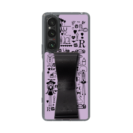 Slim Protection Case - STAND & RING RIBBON Black［ Rune Naito - RUNE Girl Retro & Modern - Purple ］