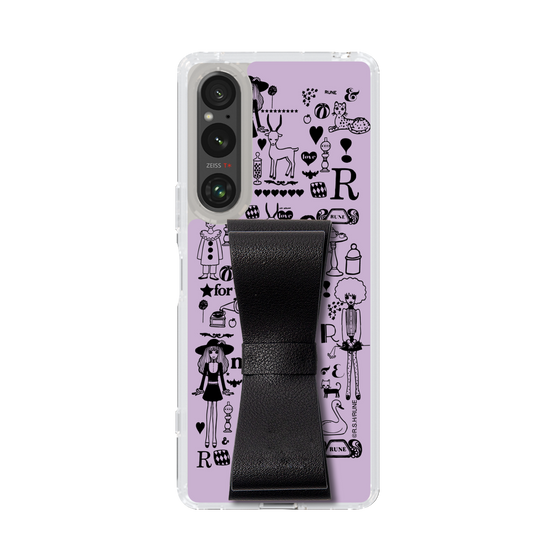 Slim Protection Case - STAND & RING RIBBON Black［ Rune Naito - RUNE Girl Retro & Modern - Purple ］