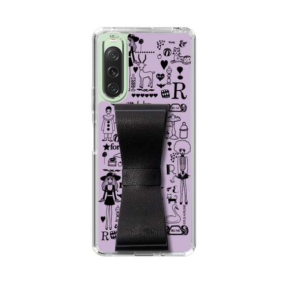 Slim Protection Case - STAND & RING RIBBON Black［ Rune Naito - RUNE Girl Retro & Modern - Purple ］