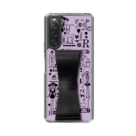 Slim Protection Case - STAND & RING RIBBON Black［ Rune Naito - RUNE Girl Retro & Modern - Purple ］